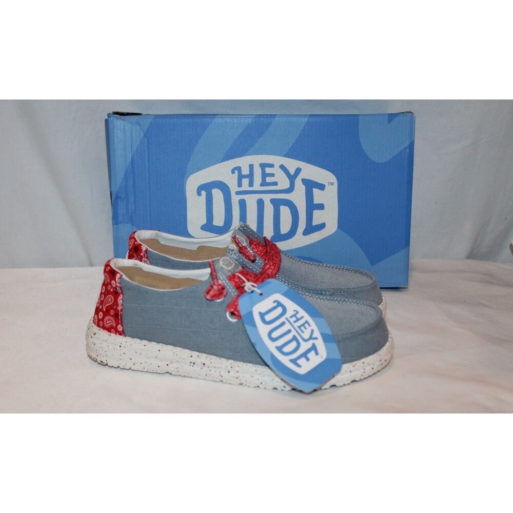 Hey Dude Wendy Women's Americana Paisley Lightweight Sneakers Red White Blue 7